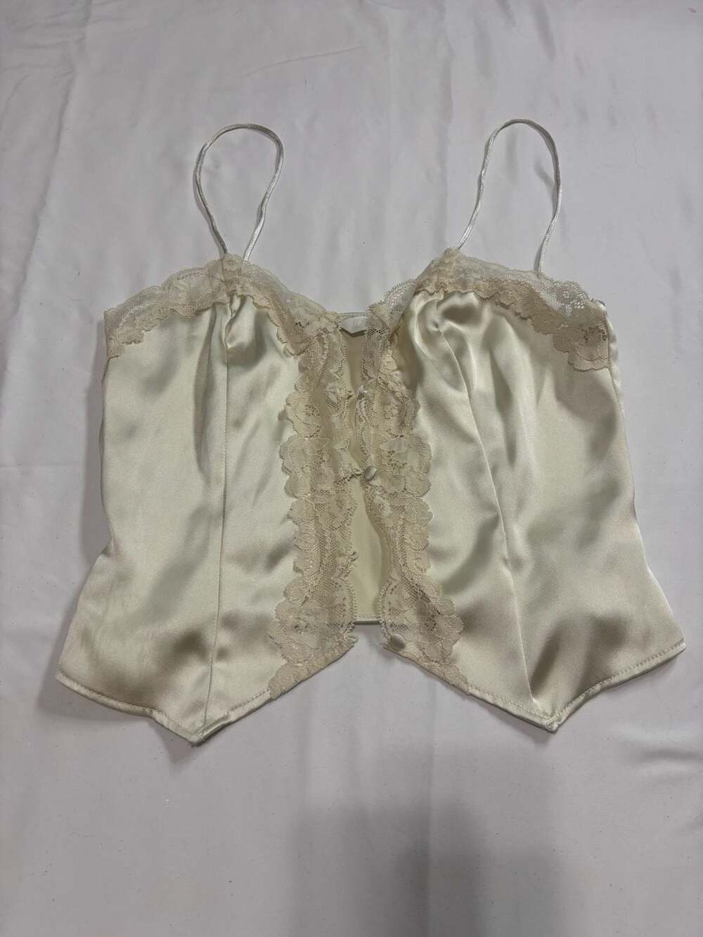 Zara Satin Lace Trim Corset Crop Top 🚨 TOP BUTTON MISSING